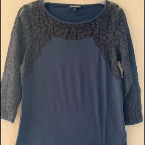 Juicy Couture Blue & Black Lace Top NWT
